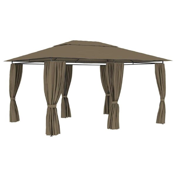 Garden Marquee with Curtains 4x3 m Taupe 180 g/m? vidaXL