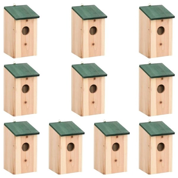 Bird Houses 10 pcs Solid Firwood 12x12x22 cm vidaXL