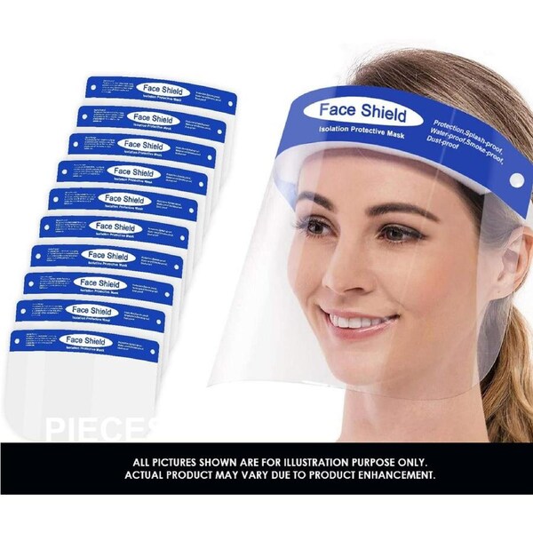 10pcs Full Face Shield Mask Clear Protective Film Flip Up Safety Cover Better Quality TGA Approved