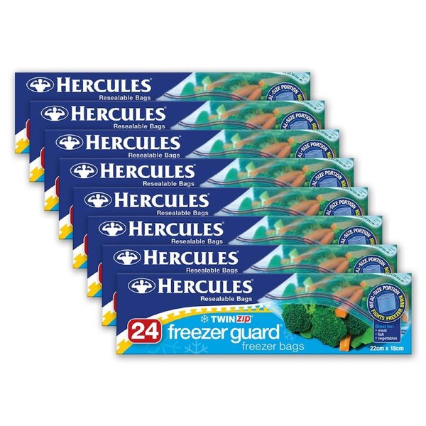 192pc Hercules Freezer Guard 22x18cm Resealable Anti-Freeze Food Storage Bag