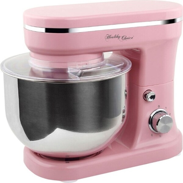 Healthy Choice Electric 400W Mix Master 5L Stand Mixer w/Bowl/Whisk/Beater PNK