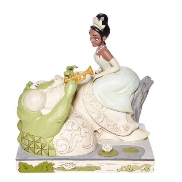 Jim Shore Disney Traditions - The Princess & The Frog Tiana & Louie - Bayou Beauty White Woodland
