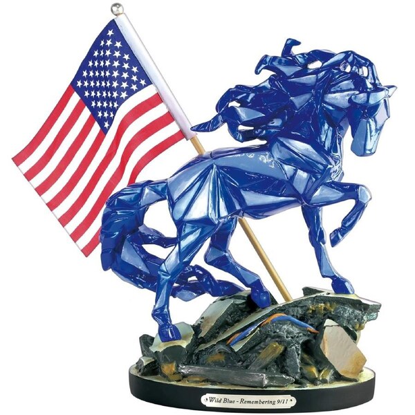 Trail of Painted Ponies - Wild Blue - Remembering 9/11 Remembrance Horse Figurine