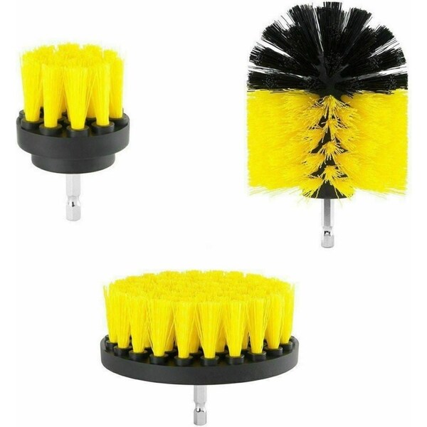 Ozoffer Scrubber Grout Power Cleaning Drill Brush Tub Cleaner Combo Tool Kit Yellow
