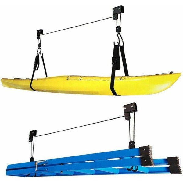 Ozoffer Kayak Hoist Pulley System Bike Lift Garage Ceiling Rack Storage 125LBS Capacity