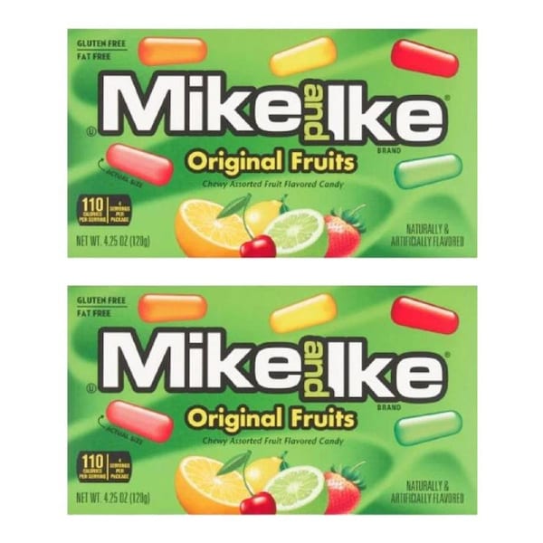 2x Mike & Ike 120g Original Fruits Flavoured Chewy Confectionery Candy/Sweets
