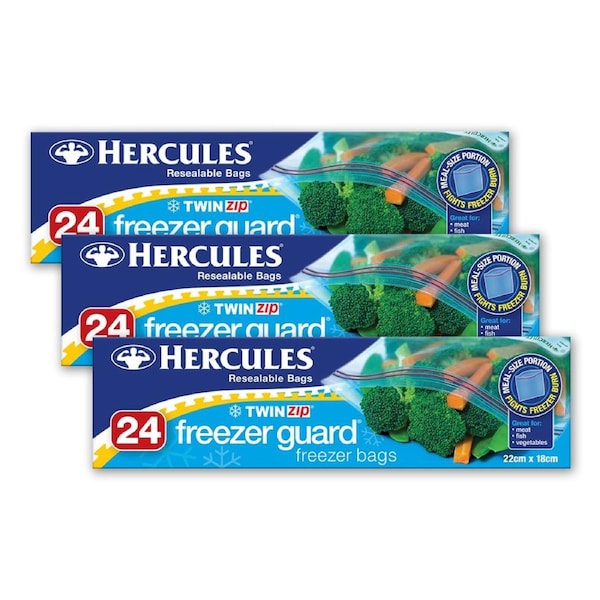 72pc Hercules Freezer Guard 22x18cm Resealable Anti-Freeze Burn Food Storage Bag