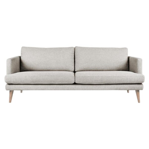 HomeStar Harper 3-Seater Modern Fabric Sofa Solid Timber Legs - Light Grey