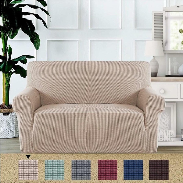 Form Fitted Stretch Couch Cover Sofa Cover Sofa Slip Covers Slipcovers More Size Ivory / Recliner