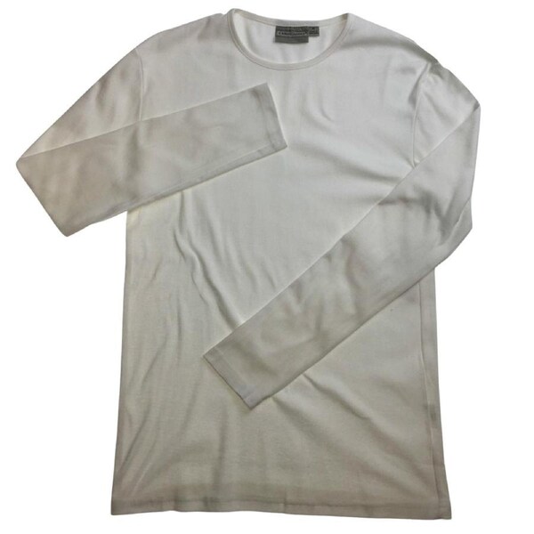 Mens 100% COTTON PLAIN LONG SLEEVE TOP Basic T Shirt Tee Slim Fitted Style White / XXL