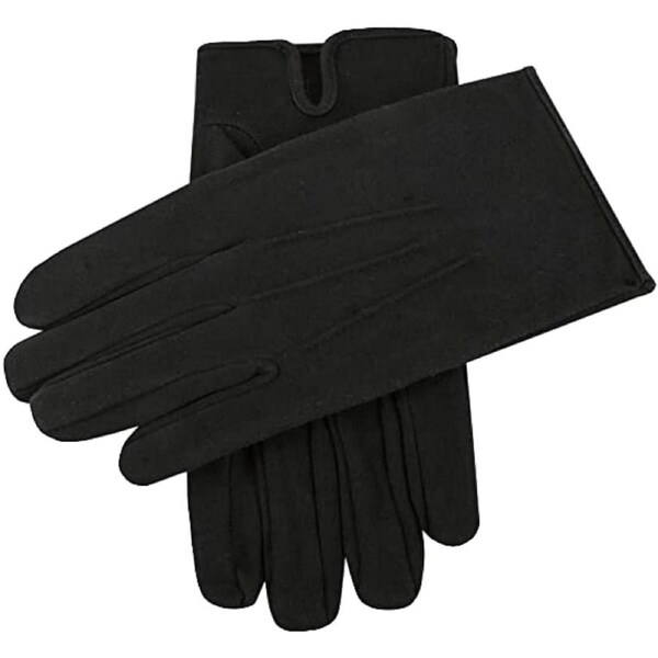 Dents Mens Cotton Dress Gloves With Palm Vent And 3-Point Stitch Detail in Black Large