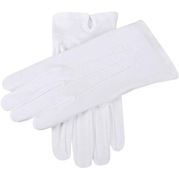 Dents Mens Cotton Dress Gloves With Palm Vent And 3-Point Stitch Detail in White Medium