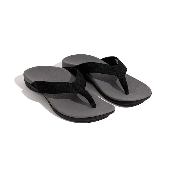 AXIGN Premium Orthotic Arch Support Flip Flops Sandal Thongs Archline - Grey/Black Euro 38