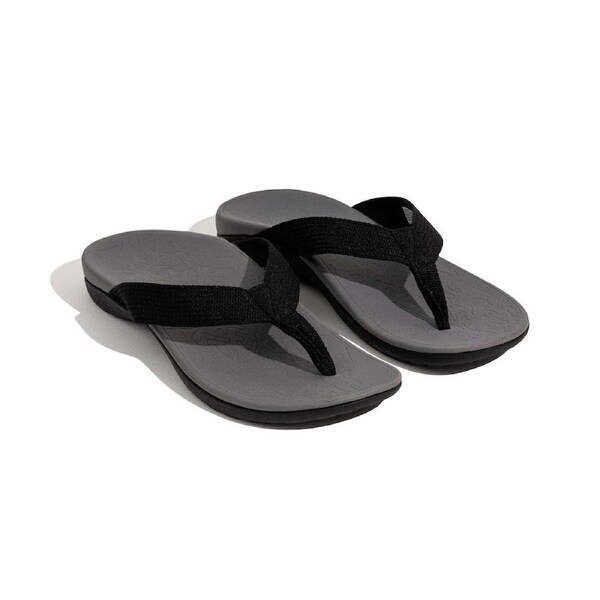 AXIGN Premium Orthotic Arch Support Flip Flops Sandal Thongs Archline - Grey/Black Euro 39