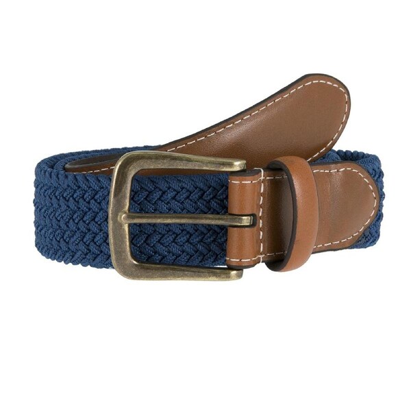 Dents Mens Elastic Stretch Belt Leather End Webbing - Ocean Large