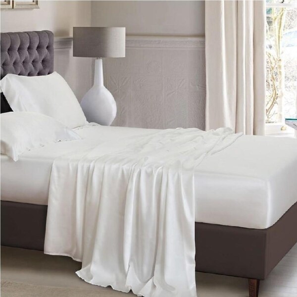 Soft and Silky Satin Polyester Bed Sheet Set 1000TC Burgundy / King Single