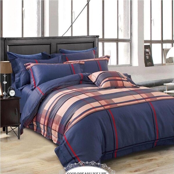 Deep Navy Design Quilt Cover Set Double