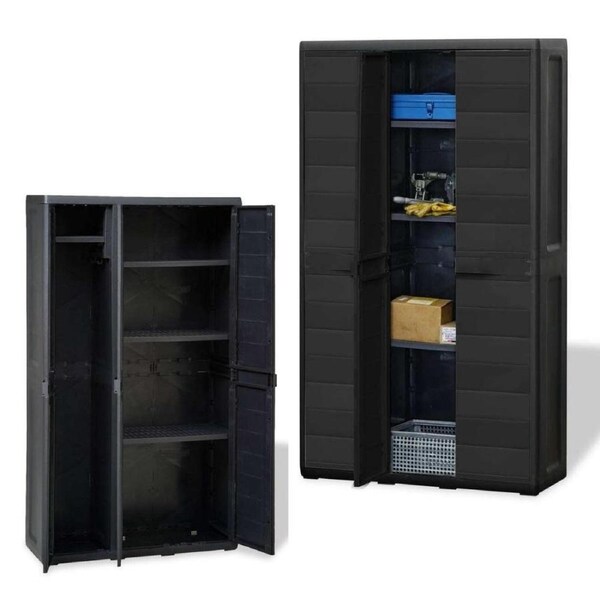 Outdoor Storage Cabinet Lockable Garage Garden Cupboard Tool Organiser Shelves