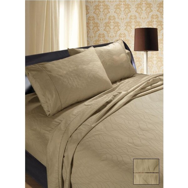 Shangri-La Linen luxury Hotel Collection 100% Egyptian cotton Jacquard sateen finish sheet set 1200tc King / Cinder