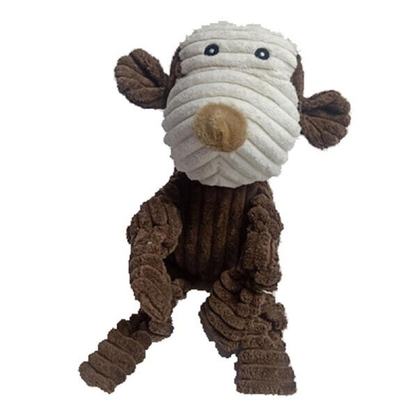Paw Play 30cm Monkey Pet Dog Chew Bite Toy Plush Squeak Teething w/ Squeaker