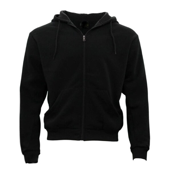 FIL Adult Unisex Men's Zip Up Hoodie w Fleece Hooded Jacket Jumper Basic Blank Plain - Black [Size: S]
