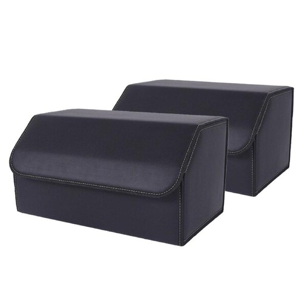SOGA 2X Leather Car Boot Collapsible Foldable Trunk Cargo Organizer Portable Storage Box Black Large