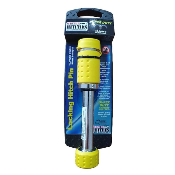 Mister Hitches Locking Hitch Pin Yellow 10,000kg Dbl Shear Strength MHPL5