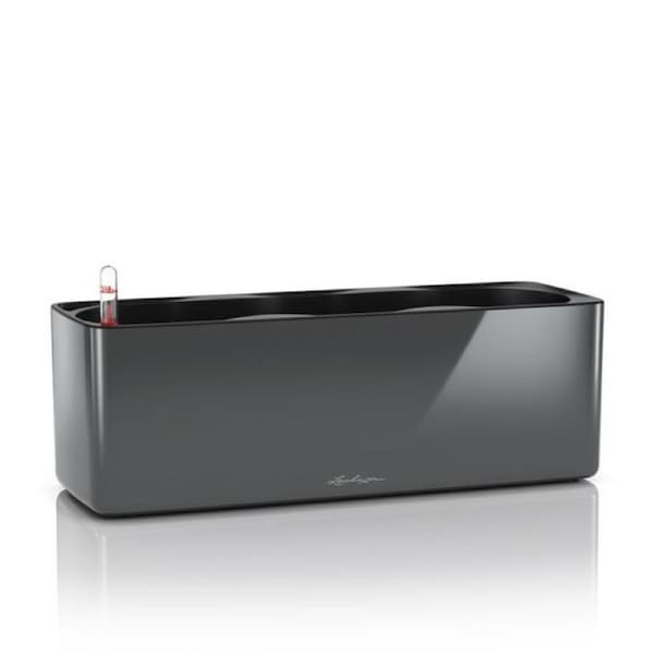 LECHUZA GLOSSY TRIPLE CUBE PLANTER (HIGH GLOSS CHARCOAL)