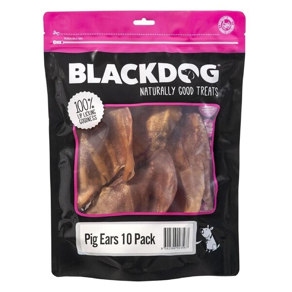 10pc Blackdog Naturally Good Pet/Dog Pigs Ears Healthy Treats/Food/Reward