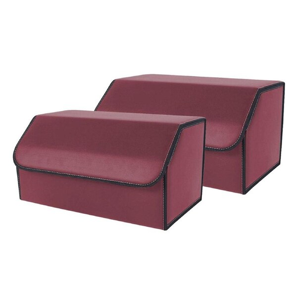SOGA 2X Leather Car Boot Collapsible Foldable Trunk Cargo Organizer Portable Storage Box Red Large