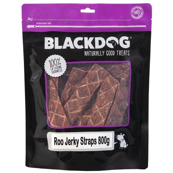 Blackdog 800g Naturally Good Pet/Dog Roo Jerky Straps Healthy Treats/Food/Reward
