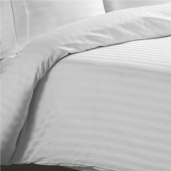 1500TC Egyptian Cotton Luxury Striped Quilt Covers White / Super King