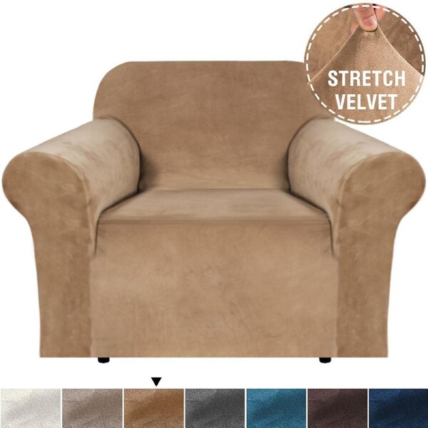 Velvet Plush Sofa Cover Stretch Couch Cover Furniture Protector for 1/2/3 Seater Luggage / 1-Seater Sofa