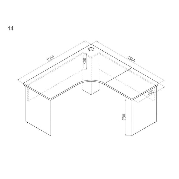 Mantone Corner Workstation L-Shape Executive Office Work Desk - 150cm - Select Beech/Ironstone