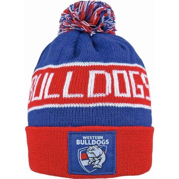 Western Bulldogs AFL Traditional Bar Beanie Hat Removable Pom-Pom