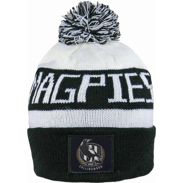 Collingwood Magpies AFL Traditional Bar Beanie Hat Removable Pom-Pom