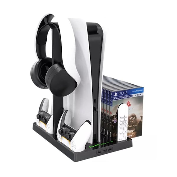 Multifunctional Vertical Stand PS5 Cooling Base and Charging Station