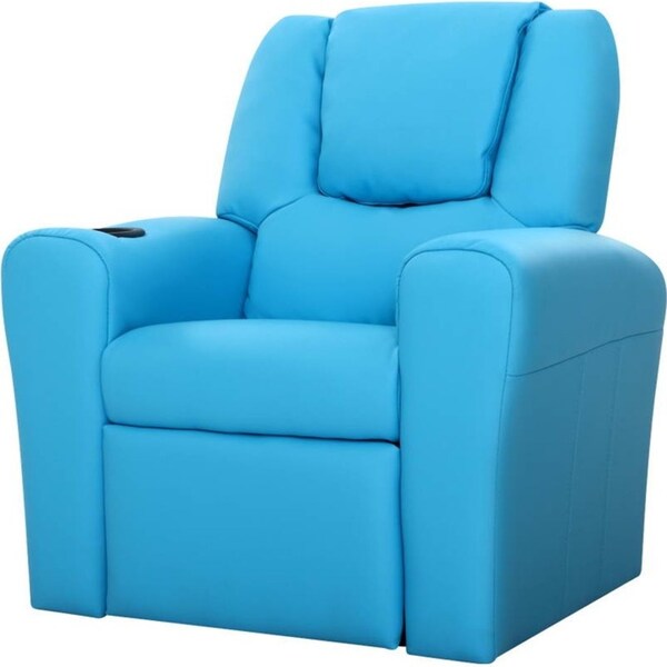Kids Reclining Leather Armchair Couch - Blue