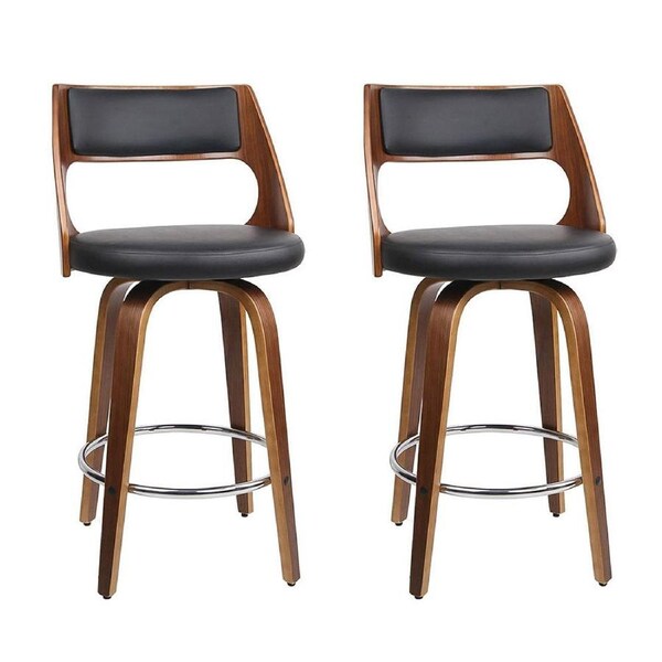 Wooden Bar Stools - Black - Set of 2