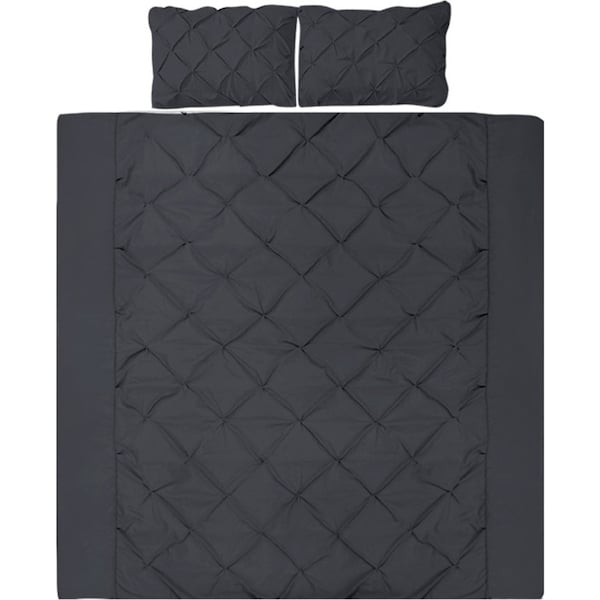 3 Piece Bed Quilt Cover Set Black - Super king