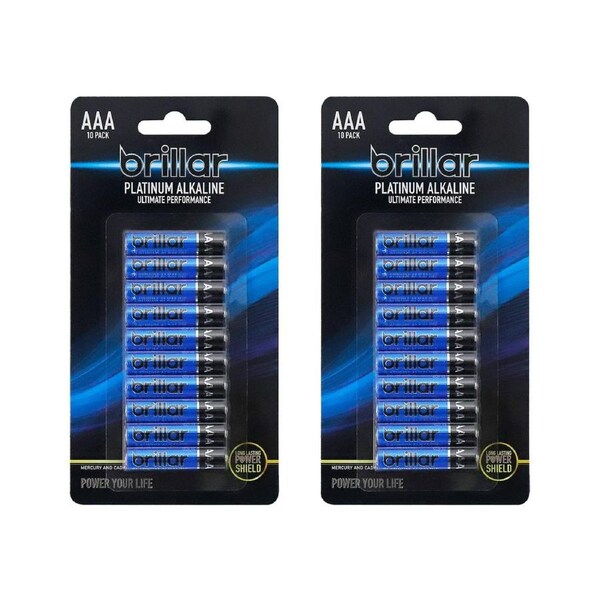 20 Pcs Brillar AAA Platinum Alkaline Batteries