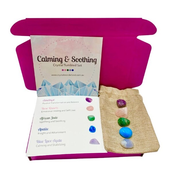 Calming & Soothing Crystal Tumbled Gift Set