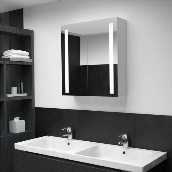 LED Bathroom Mirror Cabinet 60x14x62 cm vidaXL
