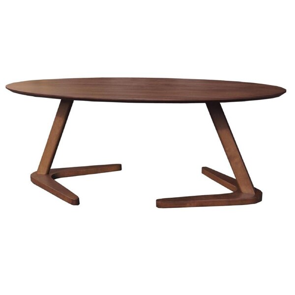 Design Square Wooden Oval Wood Coffee Table - Walnut