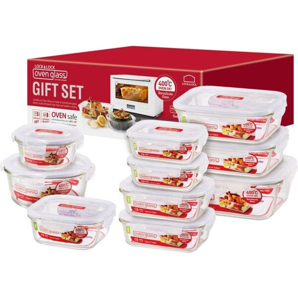 Lock & Lock 10pc Boroseal Heat Resistant Glass Container Set - 10 Piece
