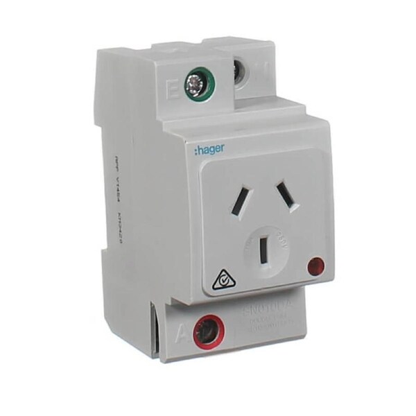 HAGER SNO10DA - 10 Amp Din Mounted GPO (Double Pole)