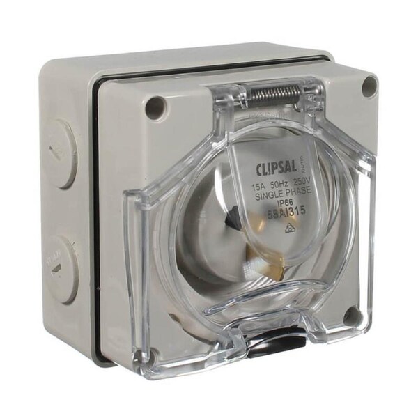 CLIPSAL 56AI315 - Appliance Inlet 3 Flat Pin 15Amp IP66 - 56 SERIES