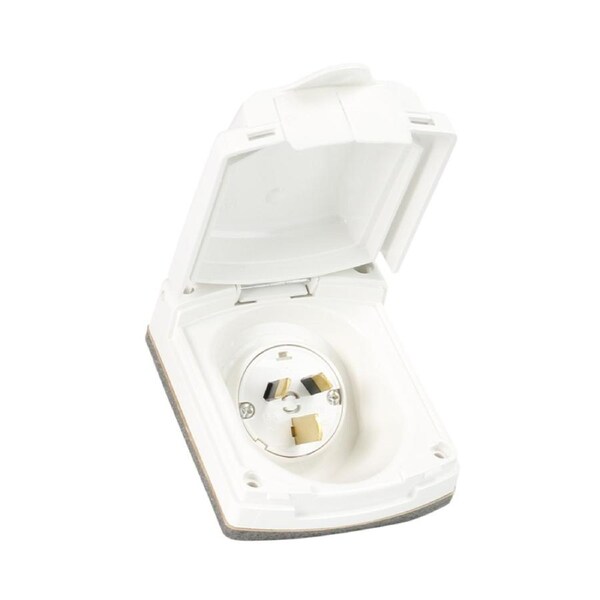 Clipsal 435VFS15-WE - Weatherproof Inlet 15 Amp White IP34 - Caravan Inlet
