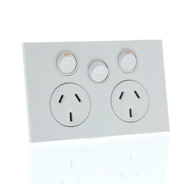 CLIPSAL SATURN ZEN Z4025XA-ZW - Double GPO With Extra Switch - Zen White