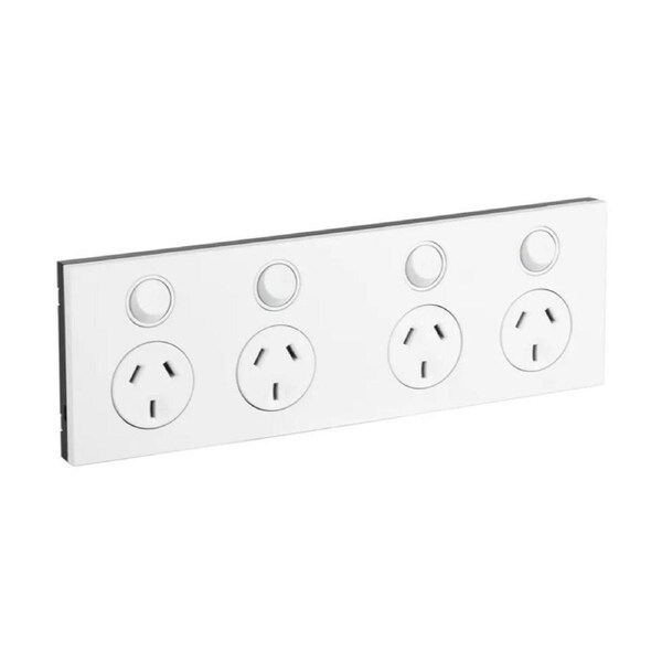 CLIPSAL SATURN ZEN Z4025H2-ZW -Quad GPO 10 Amp 250v - Zen White